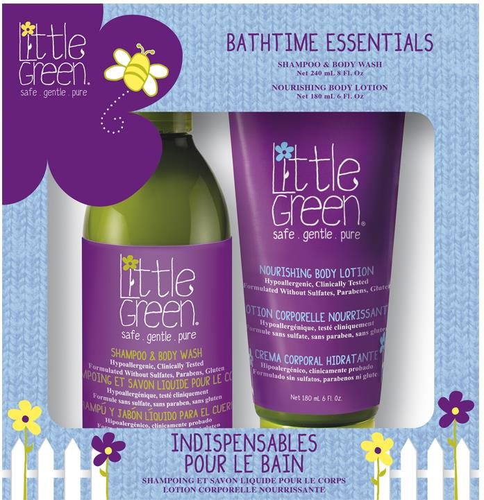Hajápoló szett LITTLE GREEN Kids Bathtime Essentials Box ajándékcsomag gyerekeknek 3+