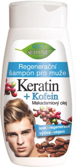 BIONE COSMETICS Bio Keratin + Koffein Regeneráló tápláló sampon férfiaknak 260 ml