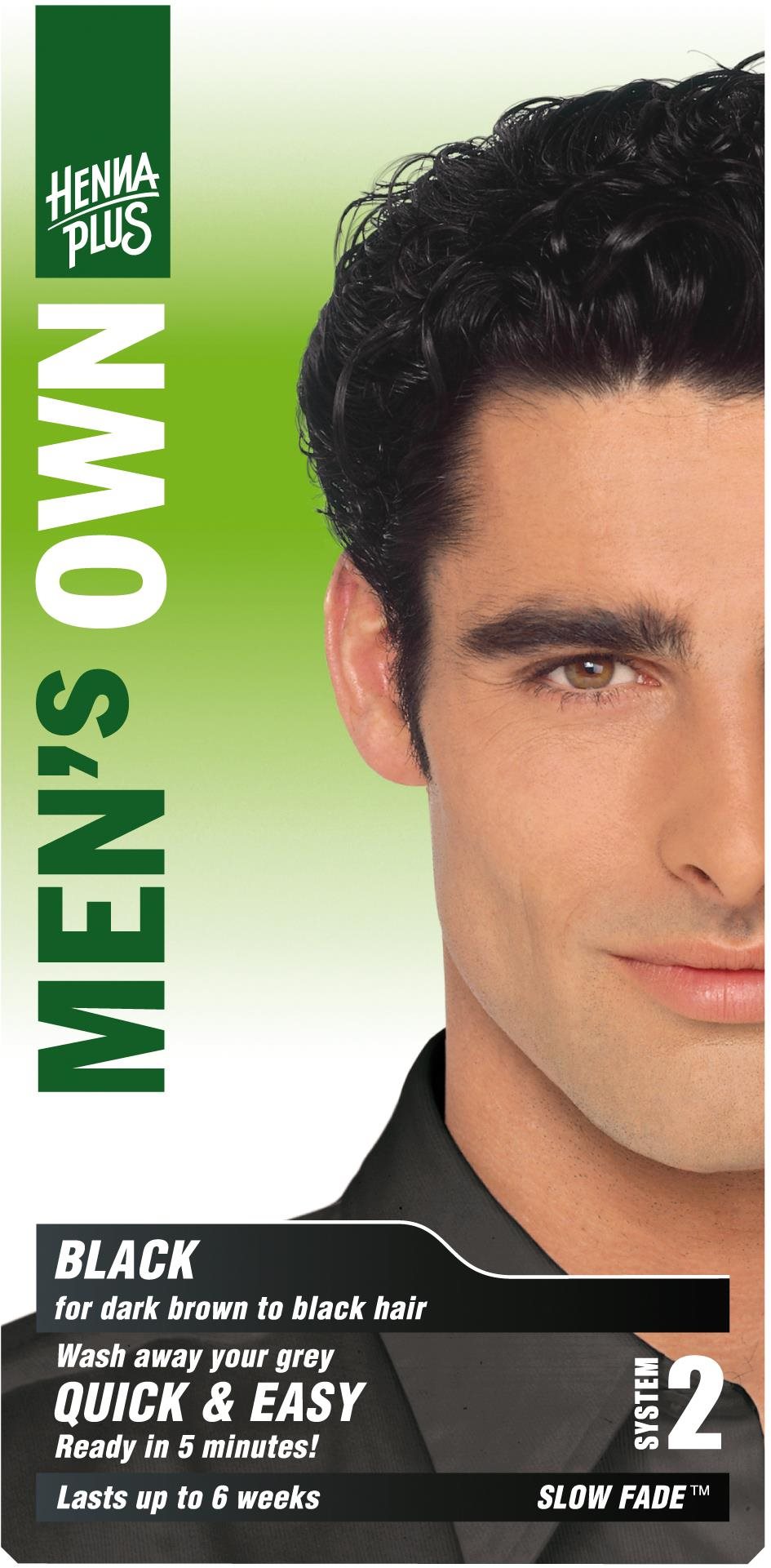 Férfi hajfesték HENNAPLUS Természetes hajfesték férfiaknak FEKETE, 80 ml