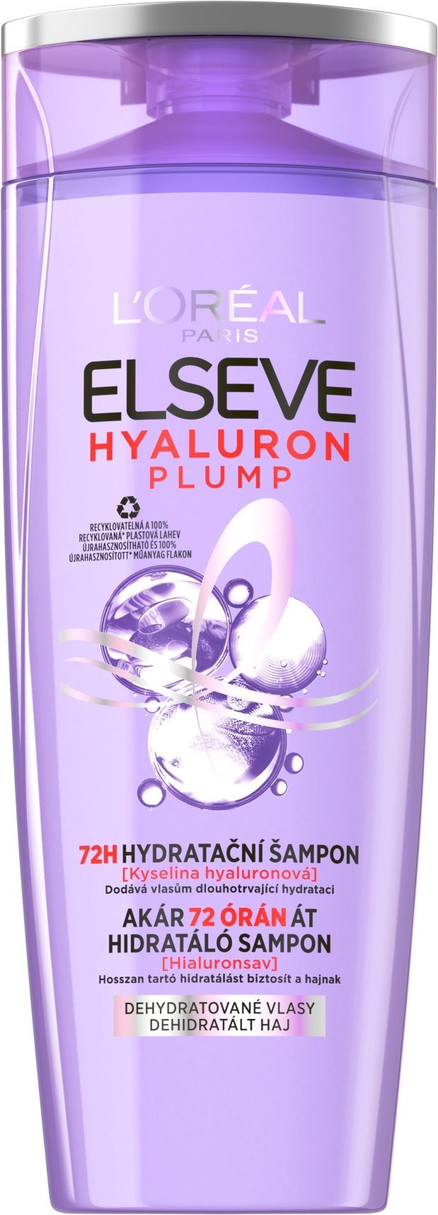 ĽORÉAL PARIS Elseve Hyaluron Plump 72H hidratáló sampon hialuronsavval 400 ml