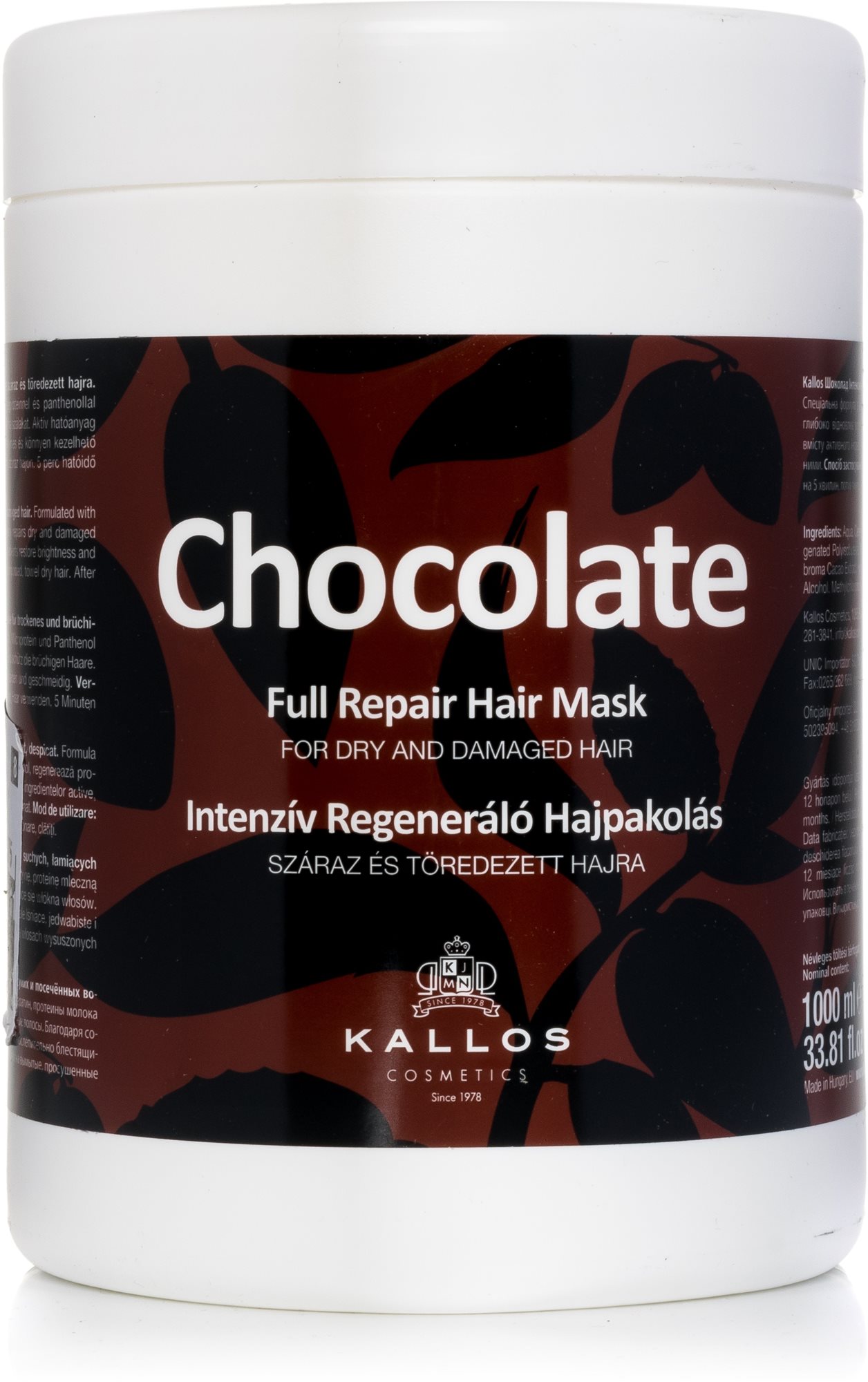 Hajpakolás KALLOS Chocolate Mask 1000 ml