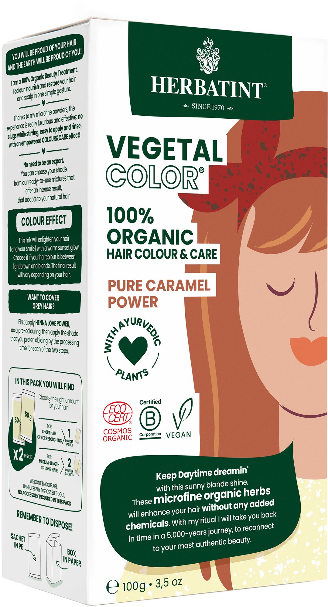 HERBATINT Vegetal Colour Bio Növényi hajfesték Pure Caramel Power