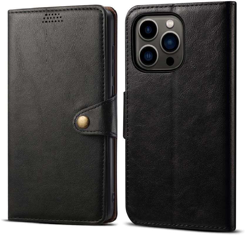 Lenuo Leather iPhone 13 Pro fekete flip tok