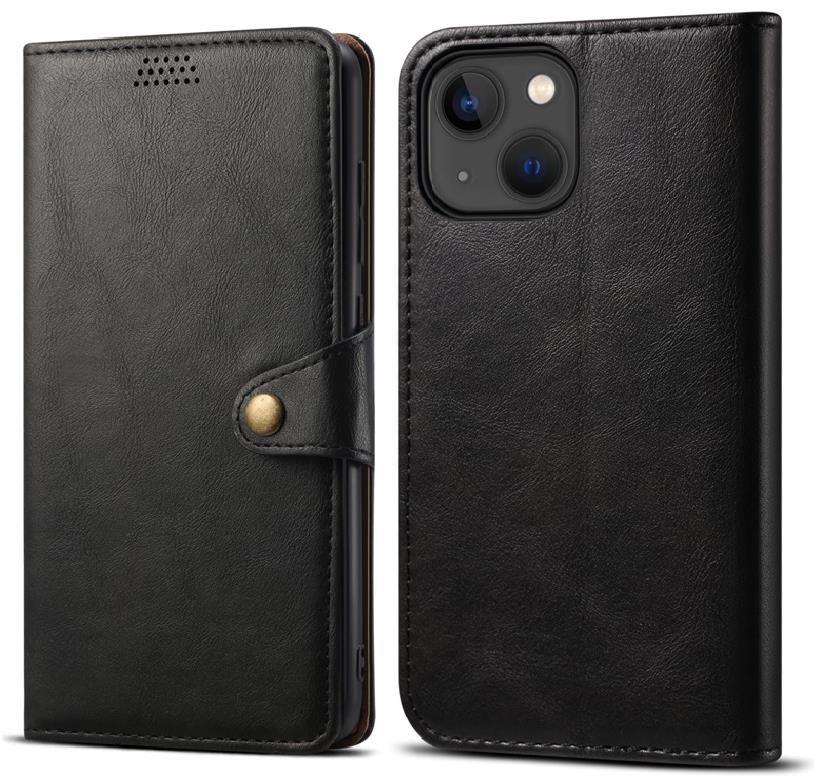 Lenuo Leather iPhone 13 fekete flip tok