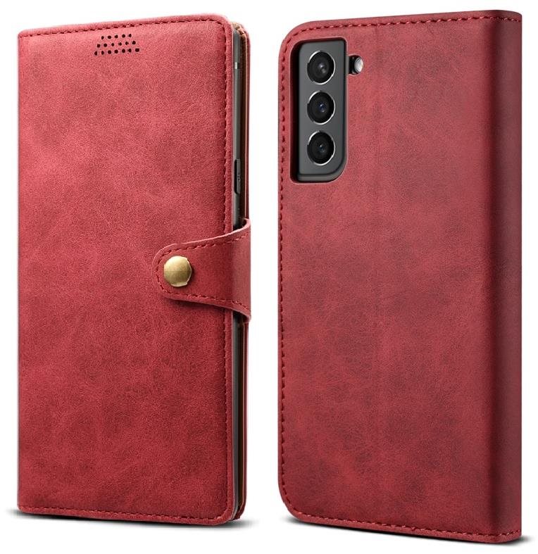Lenuo Leather Flip tok a Samsung Galaxy S22+ 5G készülékhez - piros