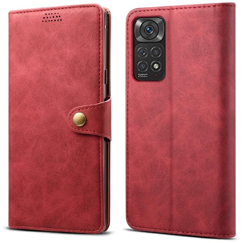 Lenuo Leather Flip tok a Xiaomi Redmi Note 11/11S készülékhez - piros