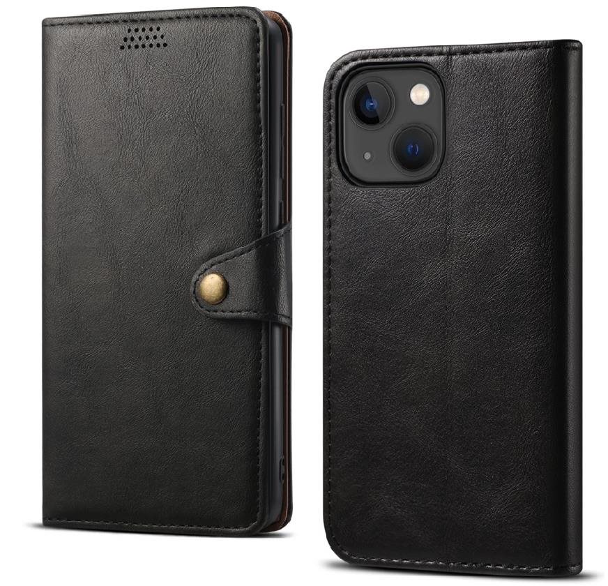 Lenuo Leather nyitható tok iPhone 14 Plus készülékhez, fekete