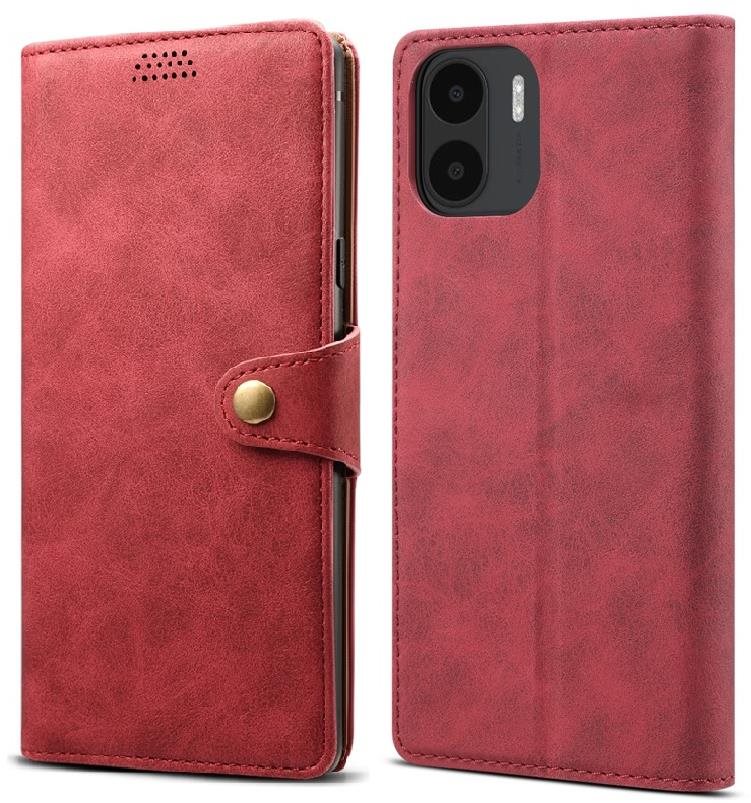 Lenuo Leather flip tok Xiaomi Redmi A1-hez, piros színű