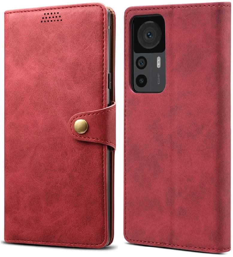 Lenuo Leather flip tok Xiaomi 12T/12T Pro-hoz, piros