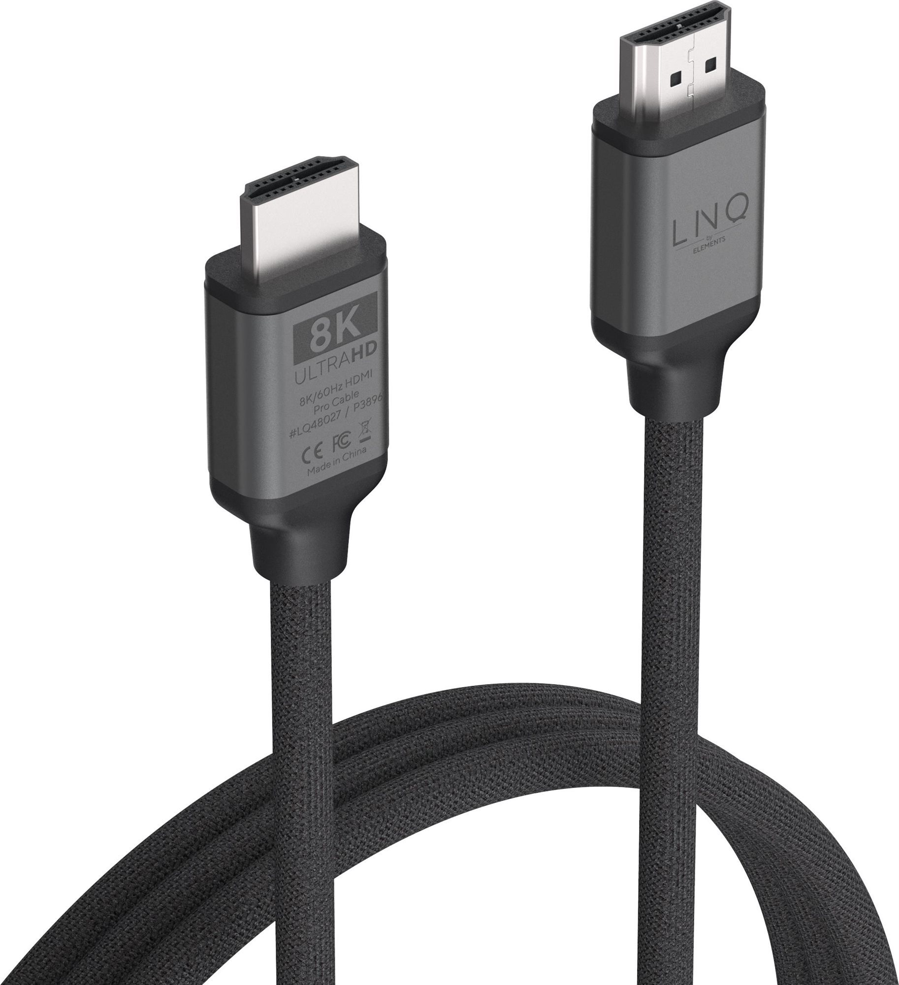 LINQ 8K/60Hz PRO Cable HDMI to HDMI, Ultra Certified -2m - Space Grey