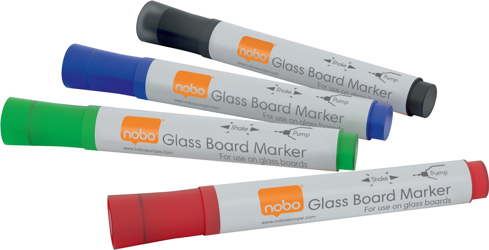 NOBO Glass Whiteboard Markers, vegyes színek - 4 darabos csomag