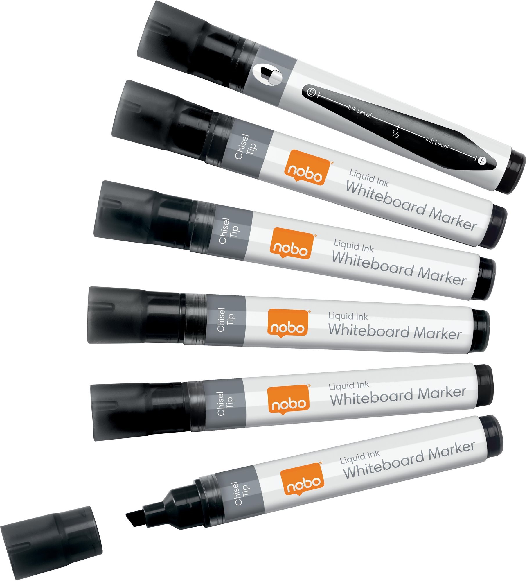 NOBO Liquid Ink Whiteboard Pens Chisel Tip, fekete - 10 db-os kiszerelés