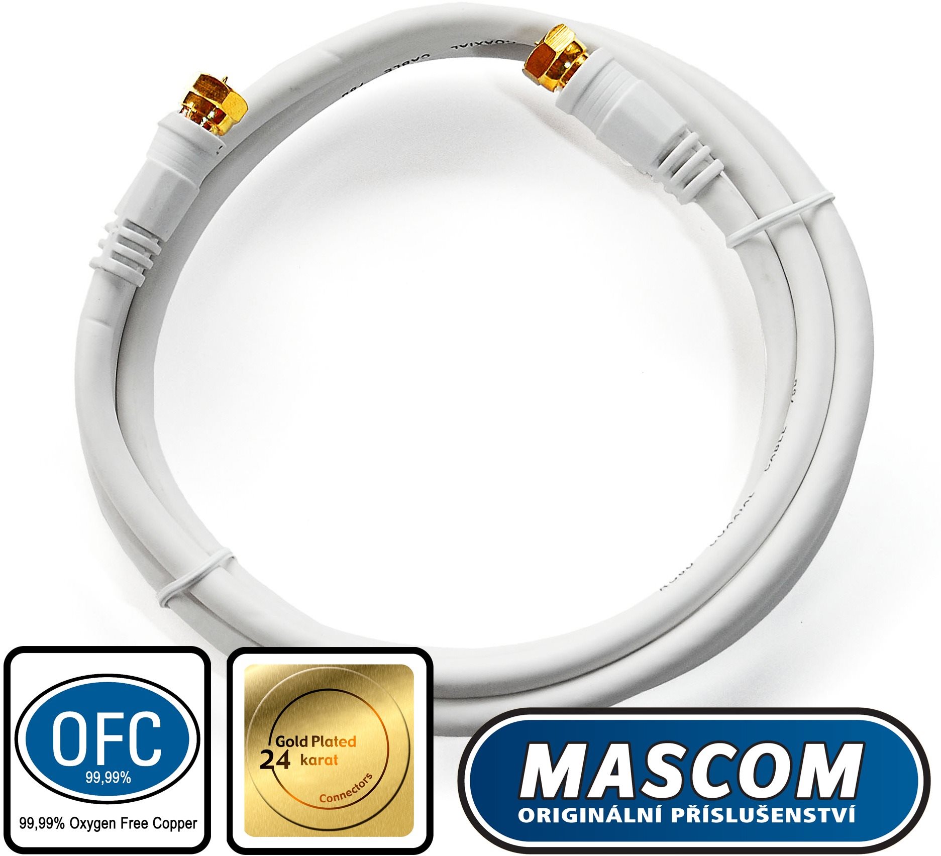Mascom koaxiális kábel 7676-015W, F csatlakozó 1,5 m