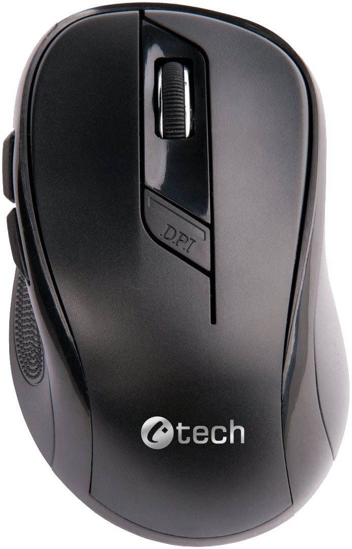 C-TECH egér WLM-02, fekete, vezeték nélküli, 1600DPI, 6 gomb, USB nano vevő