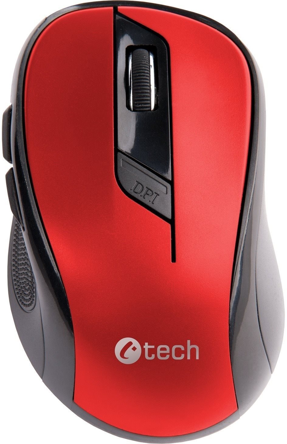 C-TECH egér WLM-02, fekete-piros, vezeték nélküli, 1600DPI, 6 gomb, USB nano vevő