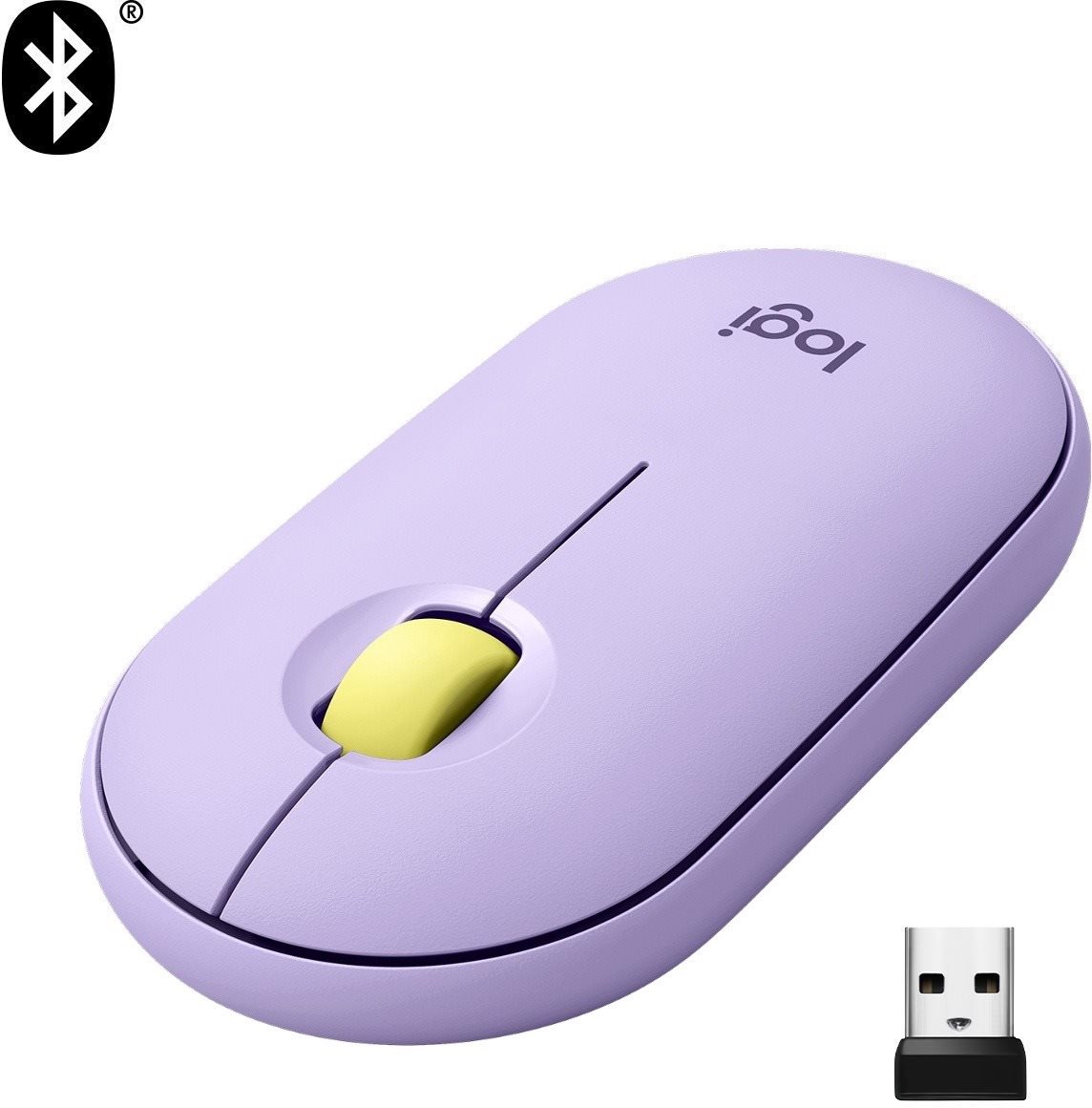 Logitech Pebble M350 Wireless Mouse, Lavender & Lemonade