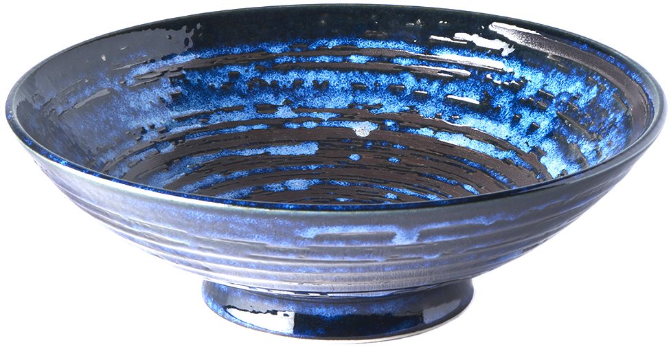 Copper Swirl kék kerámia szervírozó tál, ø 25 cm - MIJ