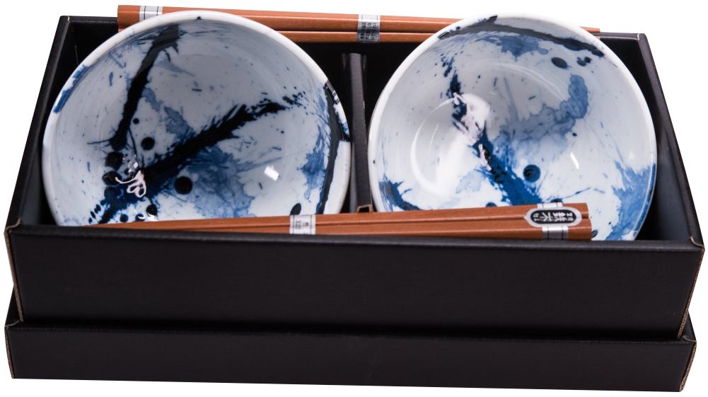 Tál készlet Made In Japan Tál készlet Blue & White pálcikákkal 350 ml 2 db