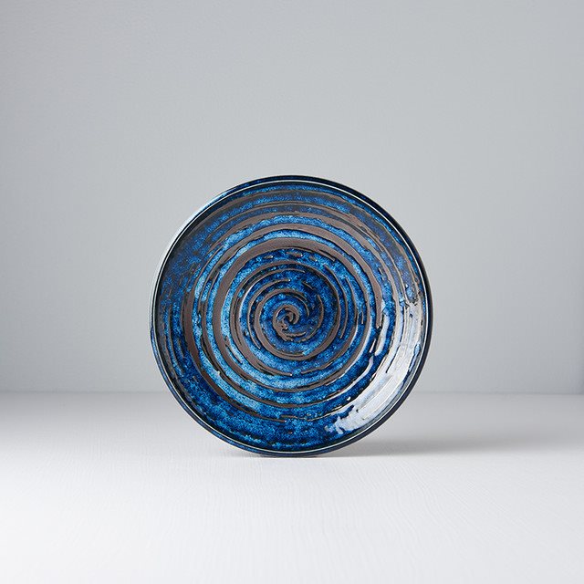 Copper Swirl kék kerámia tányér, ø 20 cm - MIJ