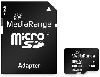 Memóriakártya MEDIARANGE microSDHC 8GB Class 10 + SD adapter