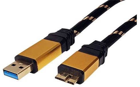 ROLINE Gold USB 3.0 SuperSpeed USB 3.0 A(M) to micro USB 3.0 B(M), 0,8m, fekete - arany