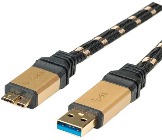 ROLINE Gold USB 3.0 SuperSpeed USB 3.0 A(M) to micro USB 3.0 B(M), 1,8m, fekete - arany