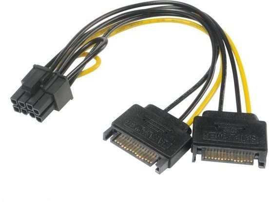 AKASA kábel adapter - 2x SATA-ról 8-tűs PCIe 2.0-ra