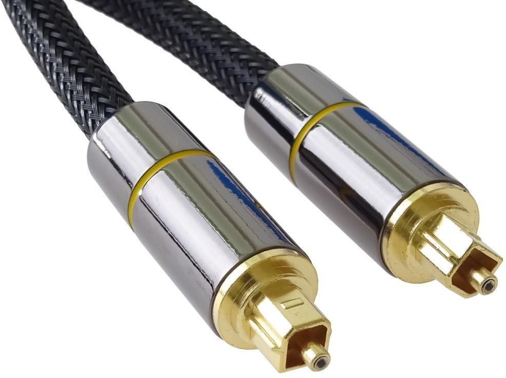 PremiumCord Optikai audio kábel Toslink, OD:7mm, Gold-metal design + Nylon 2m
