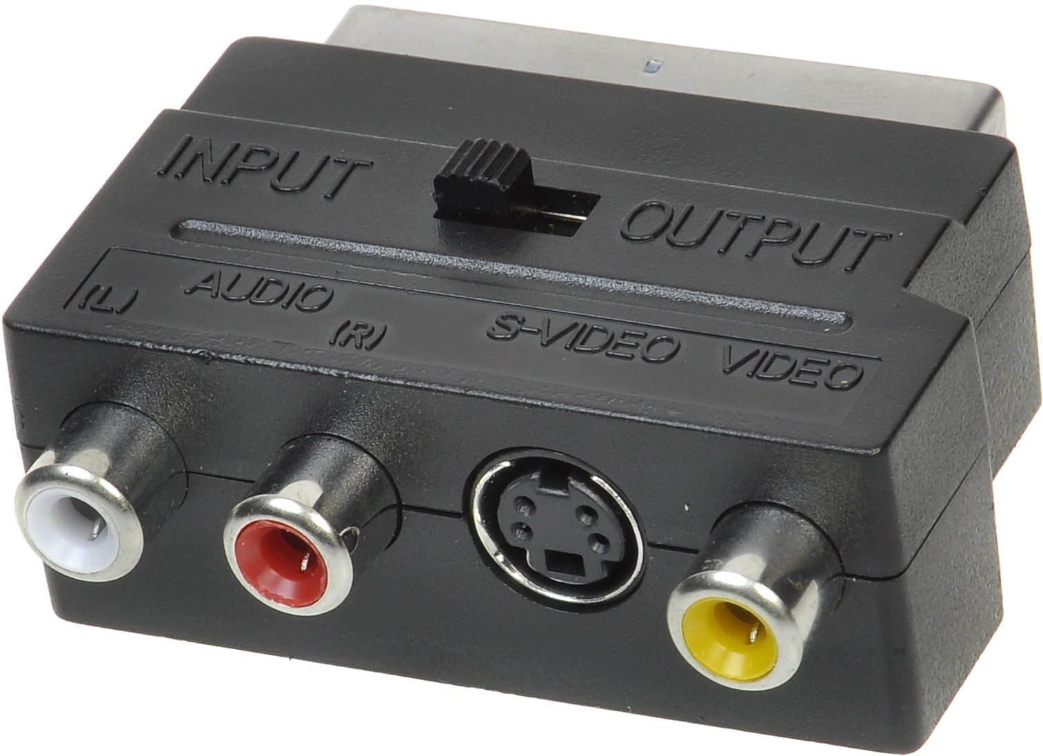 AV jel csatlakozó átalakító OEM Scart - 3x RCA + S-Video kapcsolható IN/OUT
