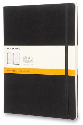 Jegyzetfüzet MOLESKINE XL, kemény borító, vonalas, fekete