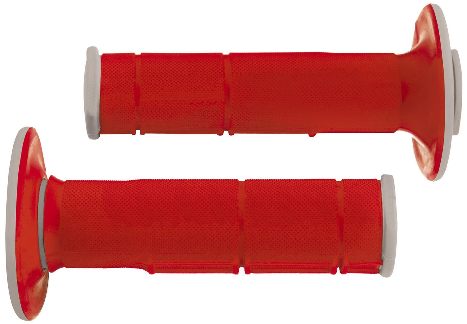 RTECH gripy Racing dvouvrstvé, měkké, červeno-šedé, pár, délka 116 mm