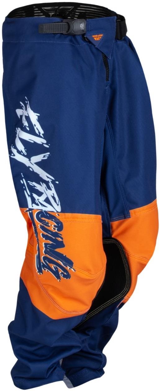Kalhoty na motorku Fly Racing kalhoty Kinetic Khaos, 2023 dětské bílá/modrá/oranžová