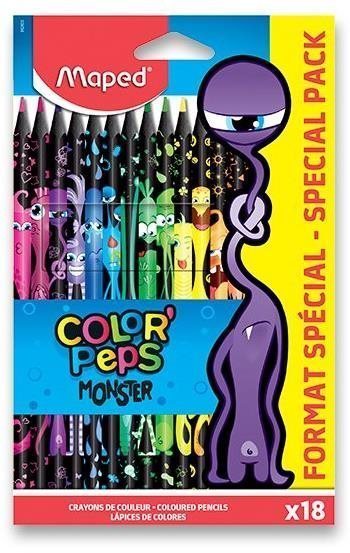 Színes ceruza Maped Color´Peps Monster famentes, 18 szín