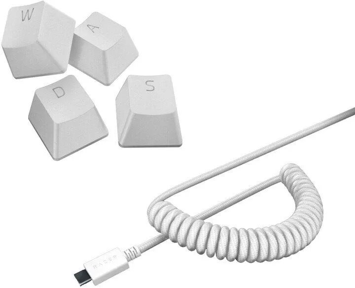 Razer PBT Keycap + Coiled Cable Upgrade Set - Mercury White - US/UK