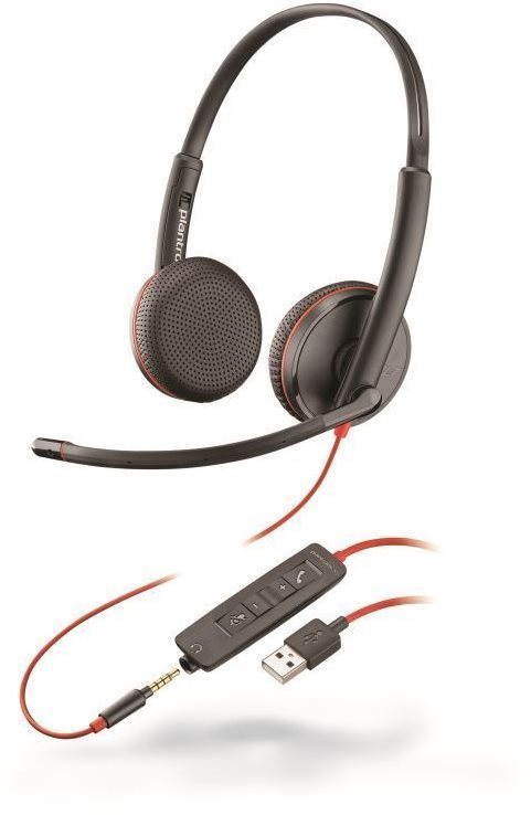 Fej-/fülhallgató Plantronics BLACKWIRE 3225, USB-A és 3,5 mm-es csatlakozó