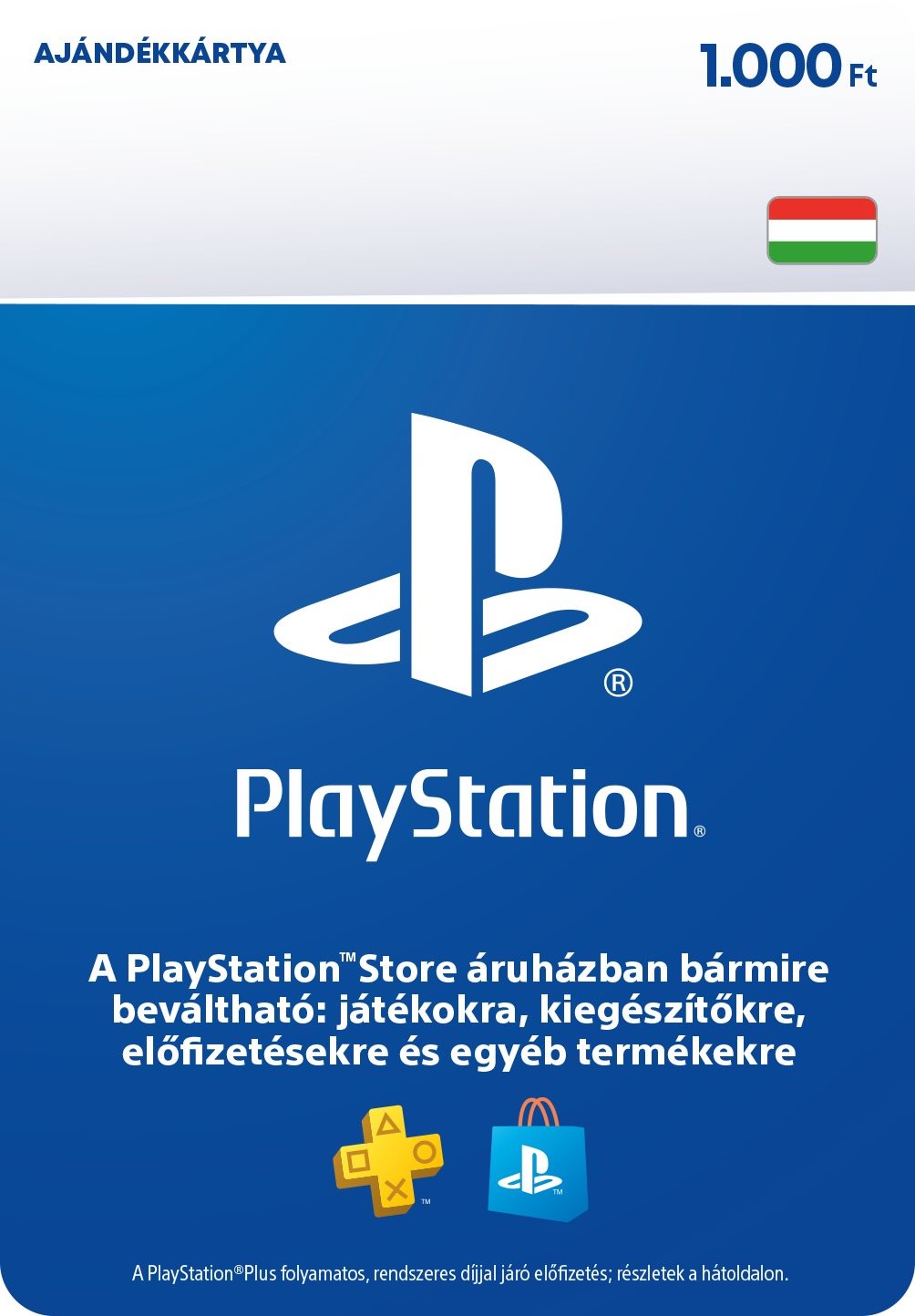 Feltöltőkártya PlayStation Store - Kredit 1000 Ft - PS4 HU Digital
