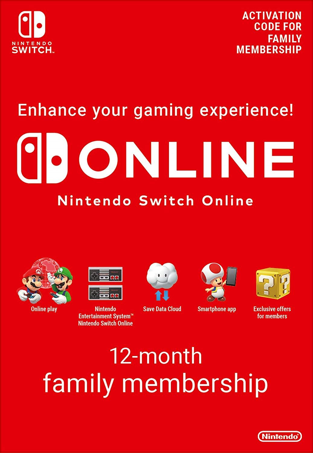 Feltöltőkártya 365 Days Online Membership (Family) - Nintendo Switch Digital