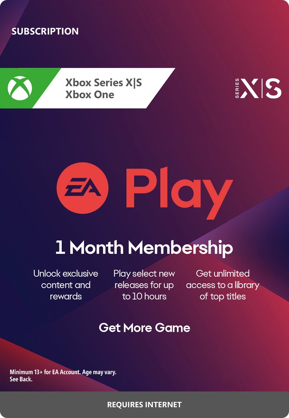 Feltöltőkártya EA Play - 1 hónapos előfizetés