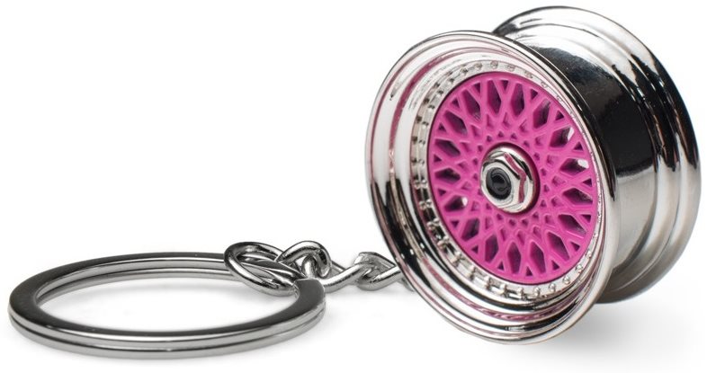 Kerék kulcstartó - öntött, rózsaszín