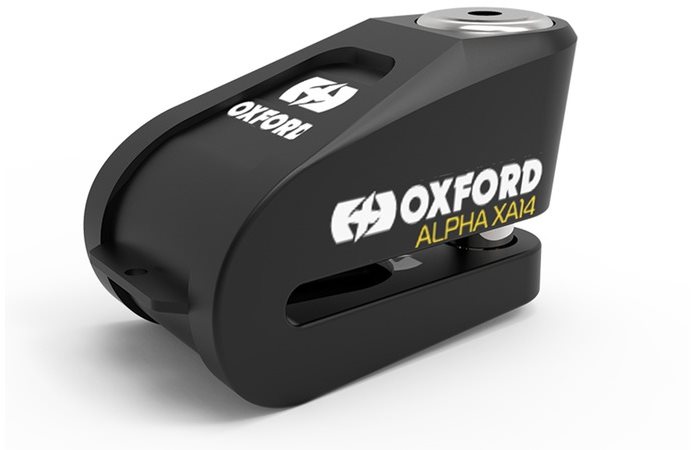 OXFORD Alpha Alarm tárcsafék zár XA14 (integrált riasztó, fekete, csapátmérő 14 mm)