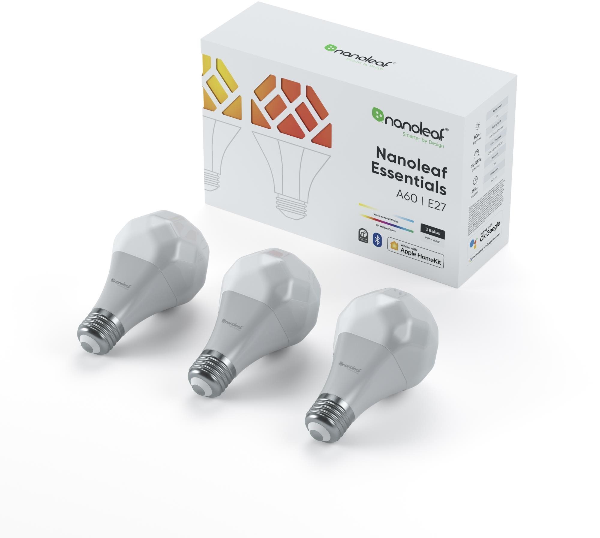 Nanoleaf Essentials Smart A19 Bulb E27 3 Pack