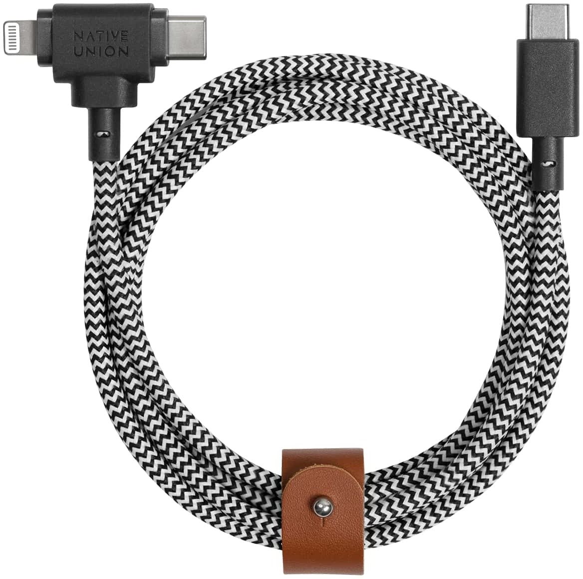 Native Union Belt Universal Cable USB-C to Lightning + USB-C - 1.5m, Zebra