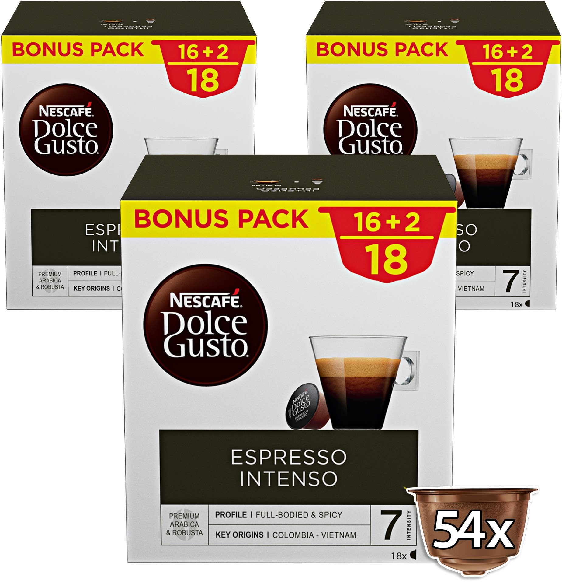 NESCAFÉ® Dolce Gusto® Espresso Intenso, 18 db csomagonként (3db)