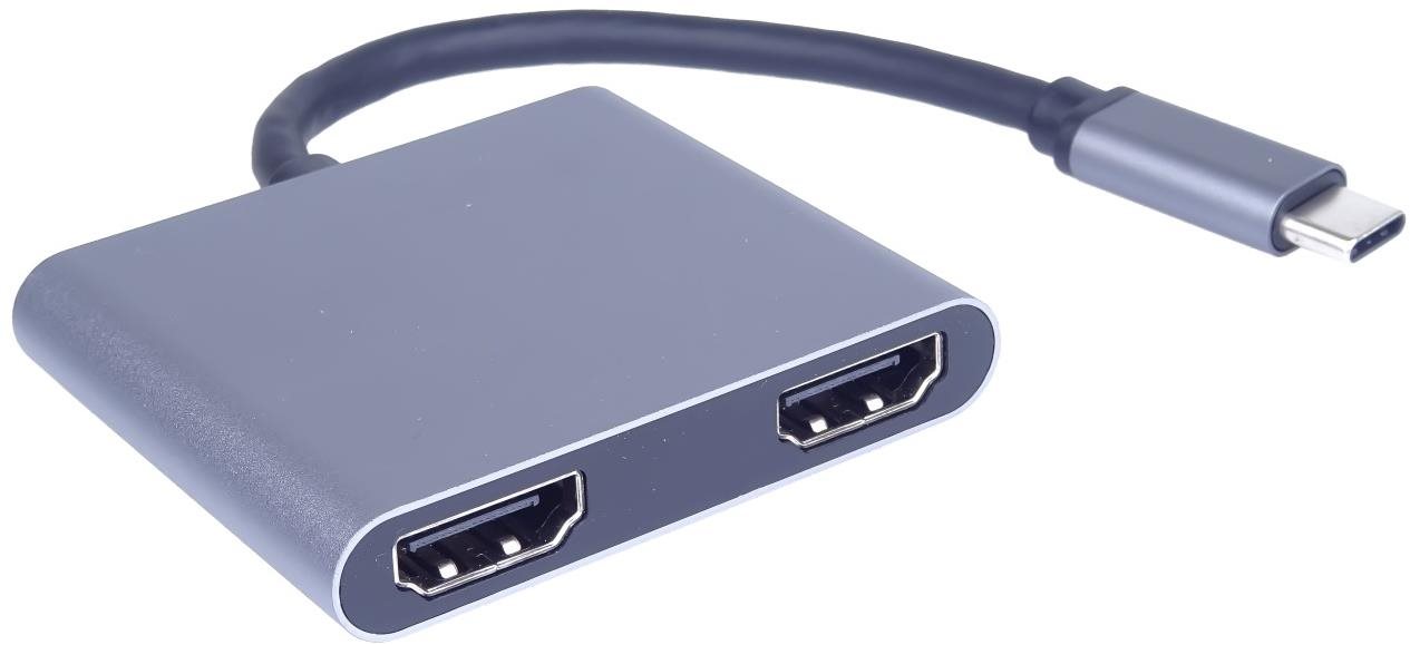 PremiumCord MST adapter USB-C - 2x HDMI, USB3.0, PD, 4K és FULL HD 1080p felbontás