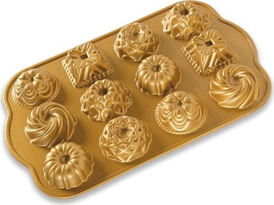 Nordic Ware 12 darabos mini kuglóf sütőforma, arany