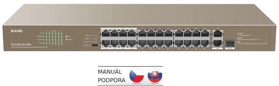 Tenda TEF1126P-24-410W PoE Rackmount Switch 135W + SFP