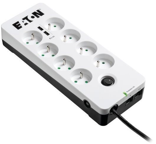Eaton Protection Box 8 Tel @ USB FR, túlfeszültség védelem, 8 aljzat, 2x USB töltő, 1 m