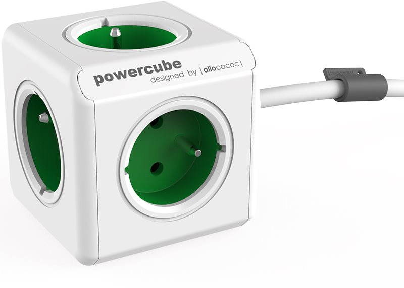 Aljzathosszabbítás. PowerCube EXTENDED, zöld, 5 aljzat, 1,5 m kábel