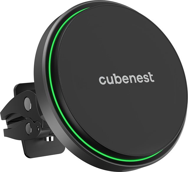 PowerCube CubeNest S1C0 vezeték nélküli mágneses töltő és autós tartó MagSafe rögzítési támogatással