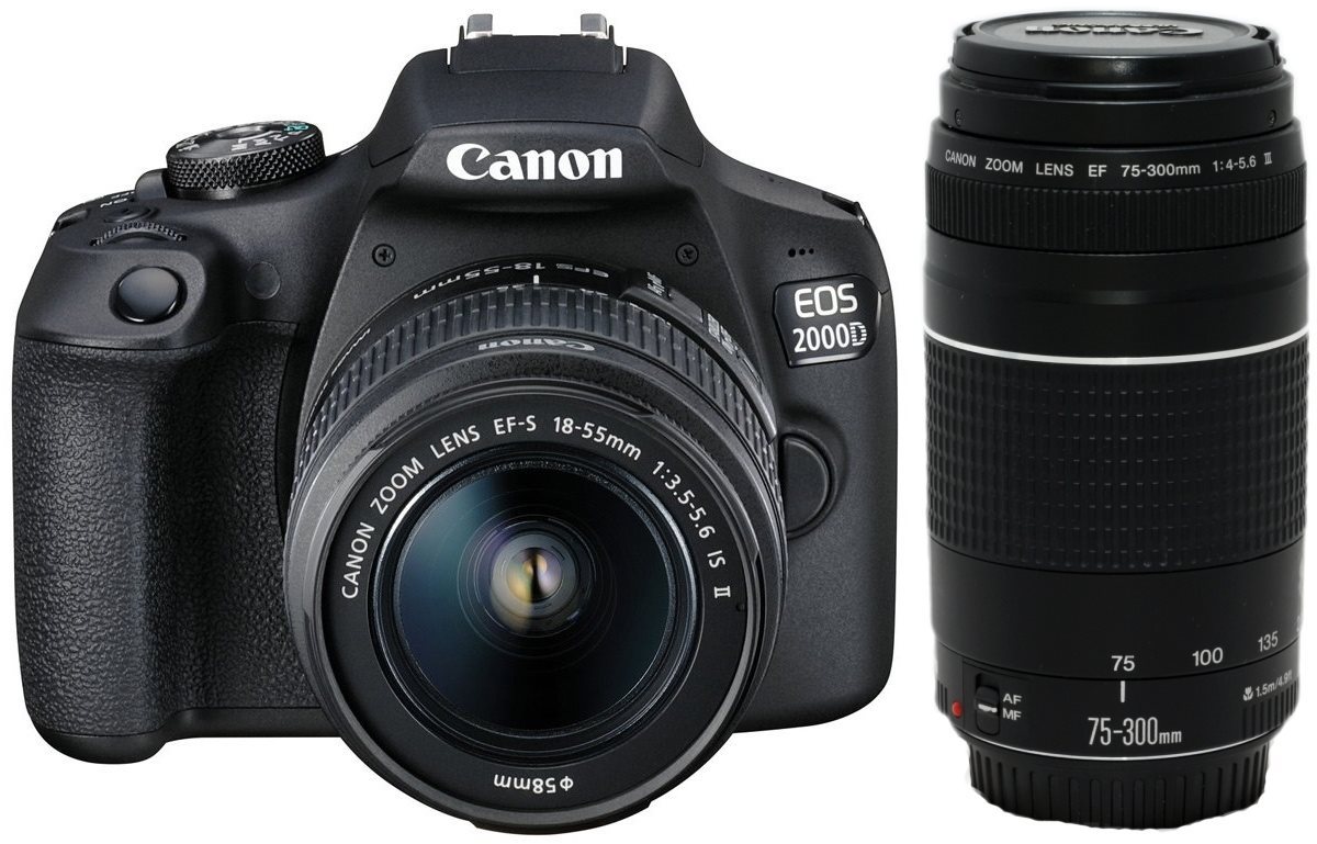 Canon EOS 2000D + EF-S 18-55 mm f/3,5-5,6 IS II + EF 75-300 mm f/4-5,6 III